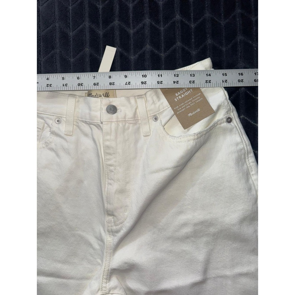 Madewell Women's Ripped Knee Baggy Straight Leg Jeans Raw Hem White Size 29 - Picture 7 of 10